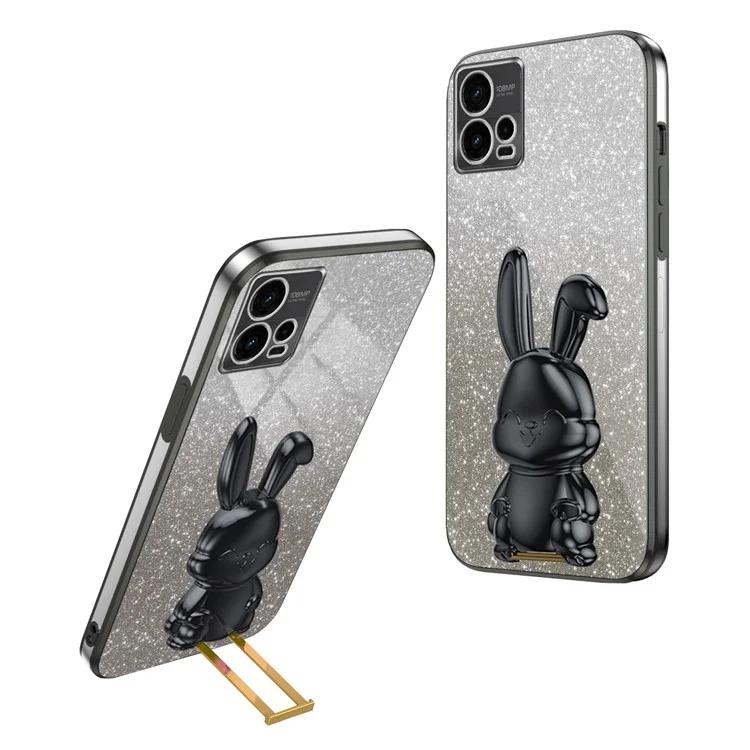 

For Motorola Moto G72 4G Kickstand Case Cartoon Rabbit PC+TPU Smart Phone Cover