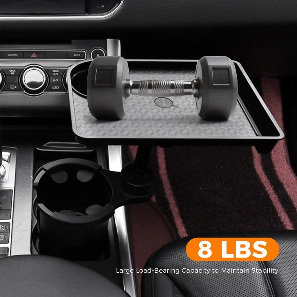 3-in-1 Car Cup Holder Tray, 10.24" Car Trays Organizer with Double Cupholders & Phone Holder for Eating, Travel