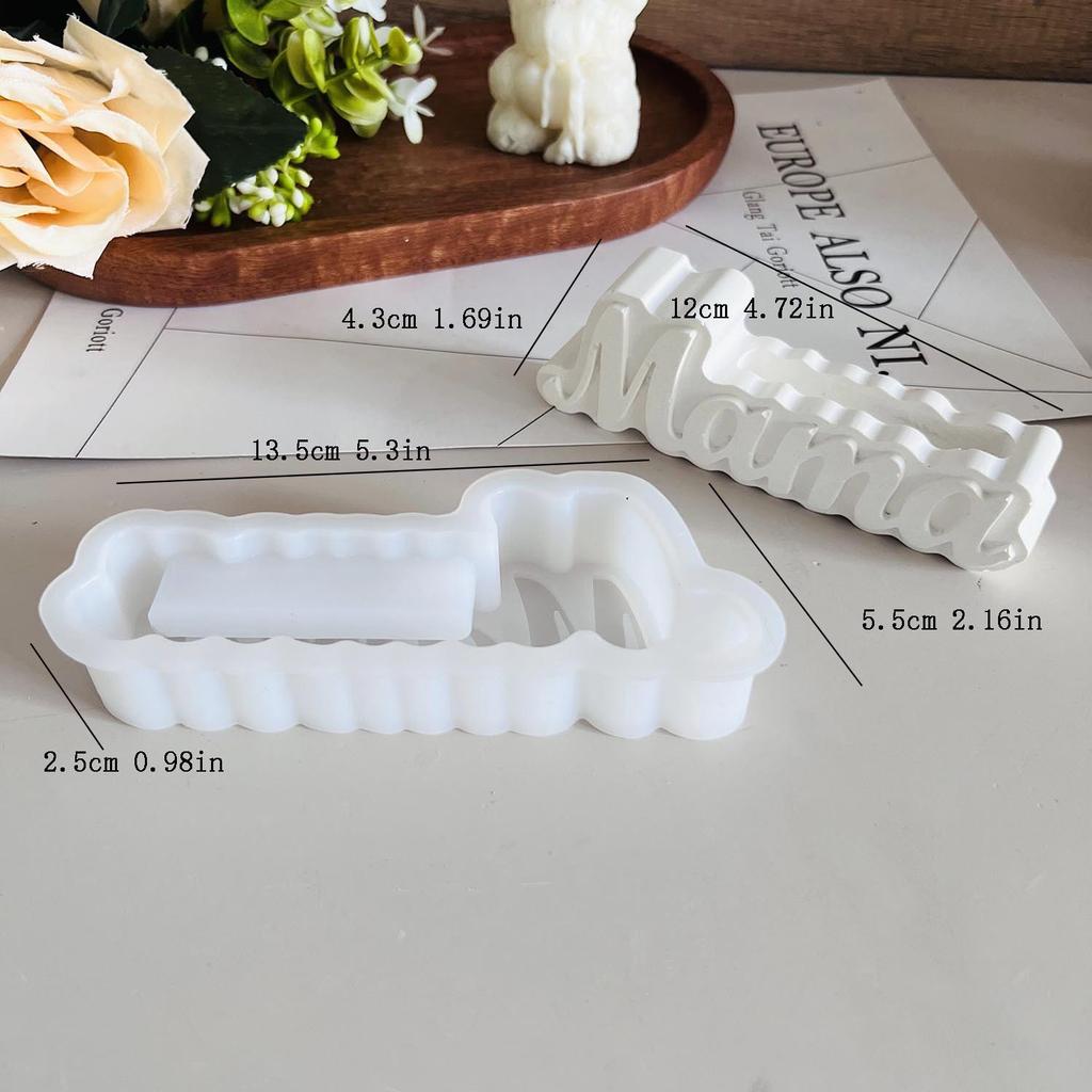 Mother's Day Concrete Vase Silicone Mold Letter Mama Flower Vase Gypsum Molds Ornaments Vase Business Card Holder Plaster Mould