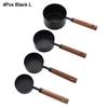 4Pcs Stainless Steel Measuring Cup Spoon Wooden Handle Gold Silver Coffee Measuring Spoon Black 1.25-250ml Baking Tool