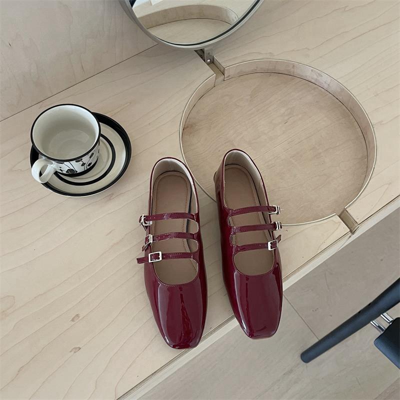Fashion SUOJIALUN New Brand Women Flat Shoes Fashion Round Toe Shallow Ladies Elegant Mary Jane Shoes Soft Flat Dress Ballerinas Shoes