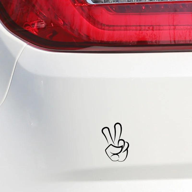 10.2*16.2CM Interesting V Gesture Pattern Vinyl Car Body Glue Decals Sticker Styling for Lexus GS300 IS200 Kawasaki Jeep Compass