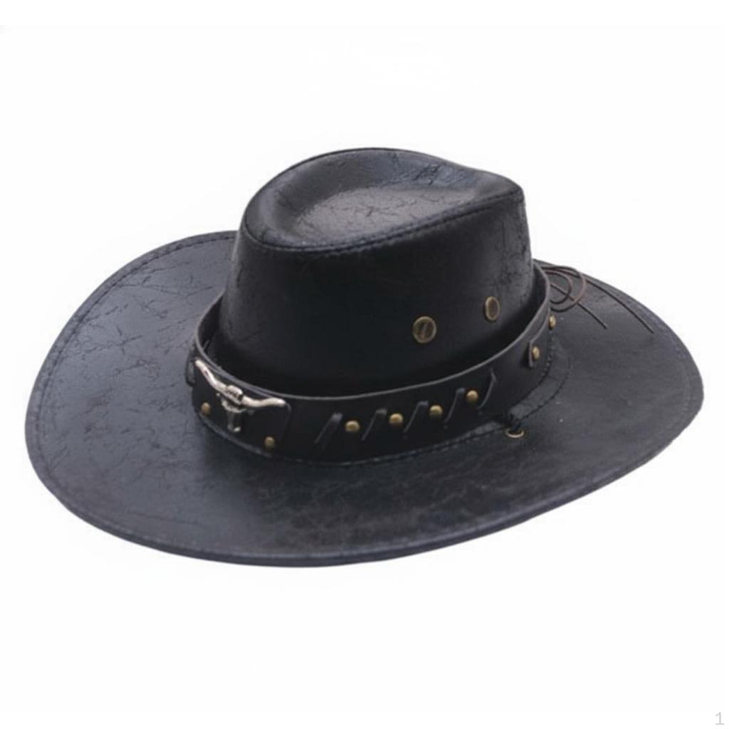 Cowboy Hat, Wide Brim, Breathable, Outdoor Sun Protection One Size Black