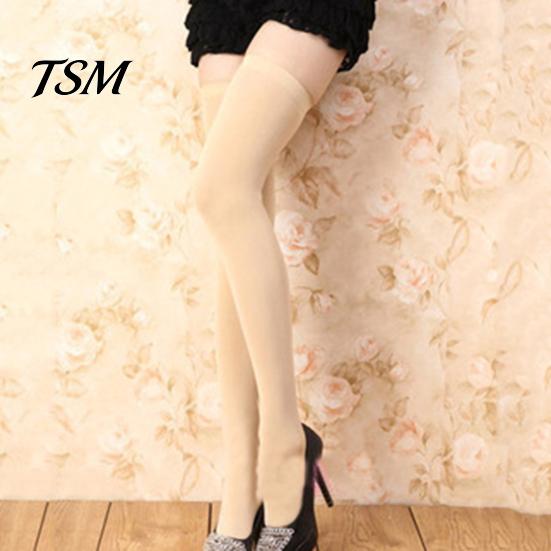 Women Stockings Solid Color Elastic Acrylic Fiber Over Knee Socks Stretch Comfortable Thigh High for Party