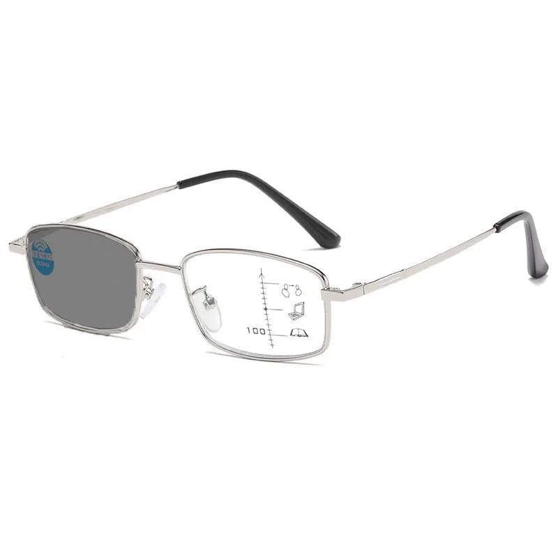 2026 New Business HD Photochromic Men's Reading Glasses Ultra Light Neutral Progressive Multifocus Anti Blue Light Glasses