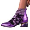 Middle heel ethnic style women's shoes embroidered rhinestone thick heel autumn and winter women's boots large size foreign trade Martin women's sh