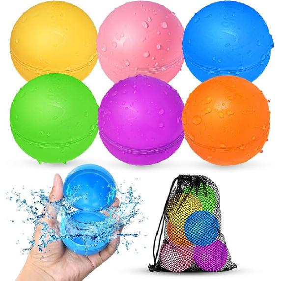 12Pcs Reusable Water Balloons, Pool Beach Water Toys for Boys and Girls, Outdoor Summer Toys for Kids Ages 3-12