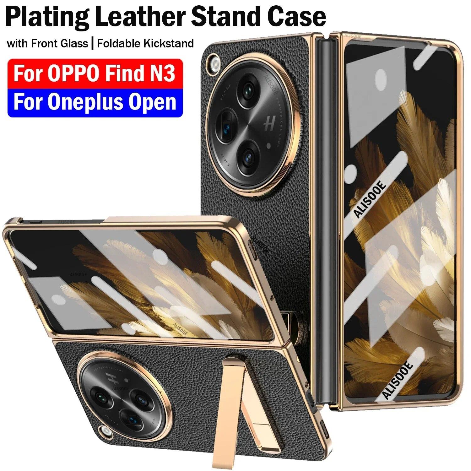 

Складная подставка для OPPO Find N3 Oneplus Open 5G, кожаный чехол с покрытием, защитный чехол со стеклом переднего экрана