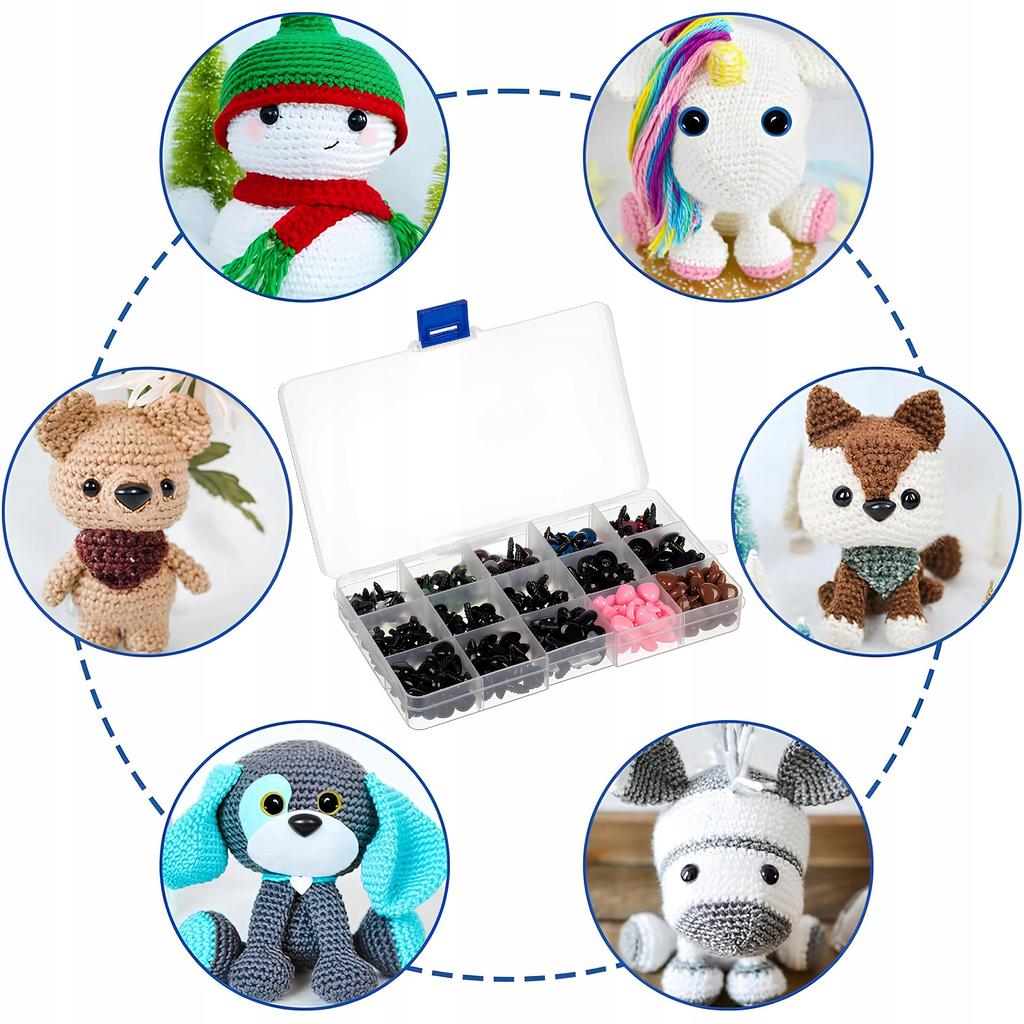 Oczy Noski Do Pluszaków Misiów Maskotek, Bezpieczne, Zestaw 560 El + Etui!