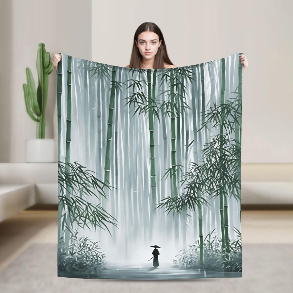 Chinese ink painting Soft Warm Blanket  Child Plush Throw Blanket Street Trend Couch Bed Flannel Bedspread Sofa Bed Cover