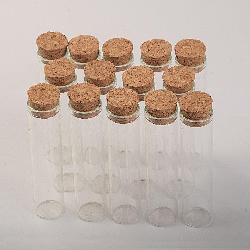 Set of 100 13ml Food-Grade Glass Bottles with Cork Stoppers, Test Tube Glass Bottles, Transparent Glass Seal Containers (Set of 100, 13ml (18x80x15mm)