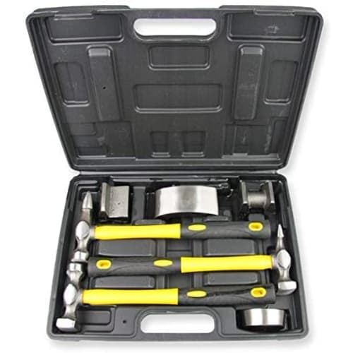 [.co.jp Exclusive] Sheet Metal Hammer & Dolly Sheet Metal/Metal Processing Set with Dedicated Case, 7-Piece Metal Processing Set, Hammer, Bumper Repai