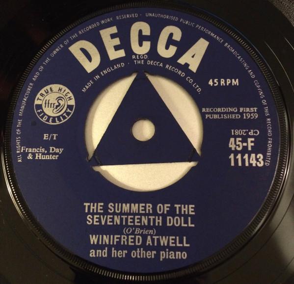 

7inch Record WINIFRED ATWELL - The Summer Of The Seventeenth Doll 45F11143 Decca 1959 UK Jazz Used