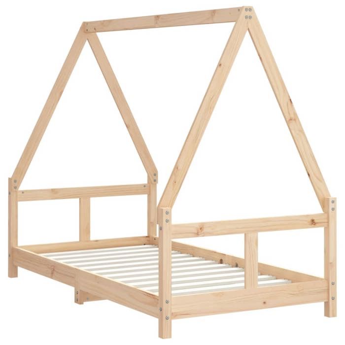VidaXL Cadre de Lit pour Enfants, Lit Simple avec Sommier à Lattes, Meuble de Chambre à Coucher, Scandinave, Marron 80x160 834459