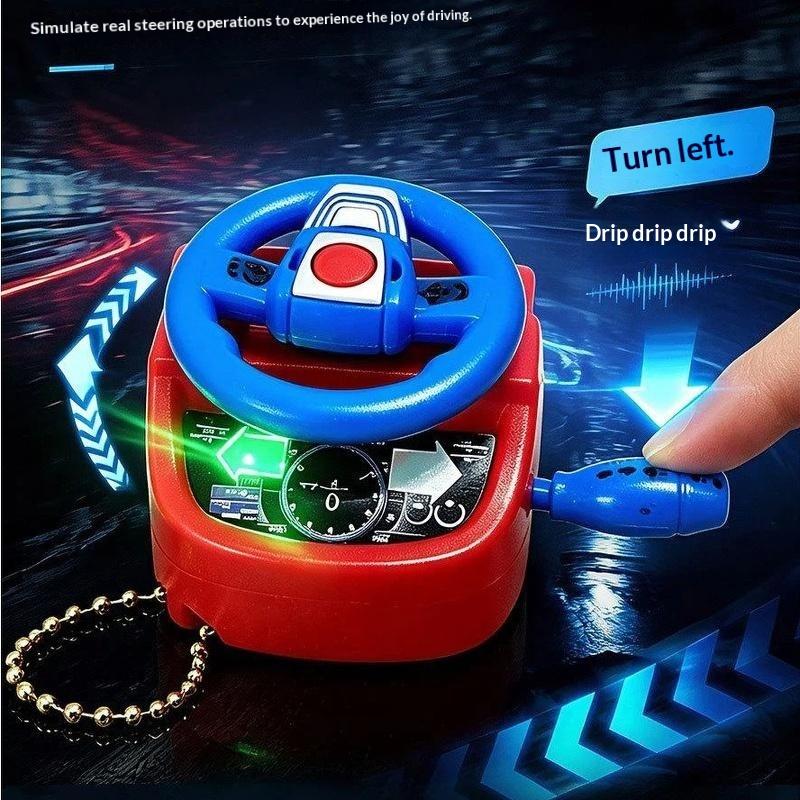 Mini Simulation Steering Wheel Keychain Children'S Car Driving Simulation Toy Decompression Keychain Pendant Backpack Decoration