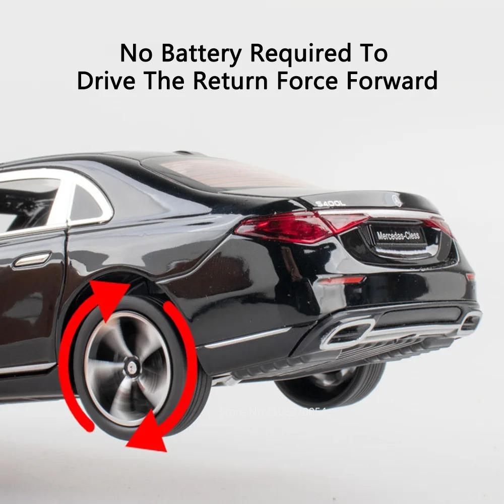 1:24 300SL S400L Car Model Toy Sound Light Pull Back Doors Opened Alloy Diecast Vehicles Models Ornaments Gifts for Kids