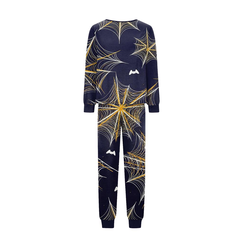 Family Matching Halloween Printed Pajama Set Long Sleeve Top and Pants