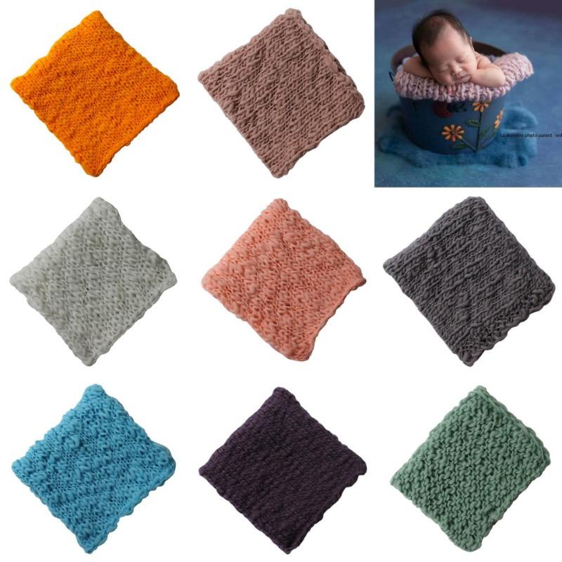 Newborn Photography Props Blanket Woolen Strip Thick Line Square Blanket Baby Photography Background Blanket