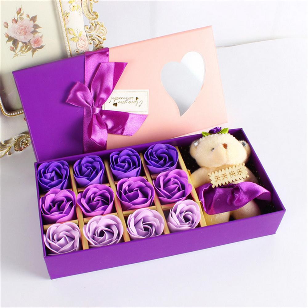 Bouquet 12pcs Artificial Flowers Soap Flower Boxed Flower Gift For Celebration Romantic Occasions Valentine'S Day