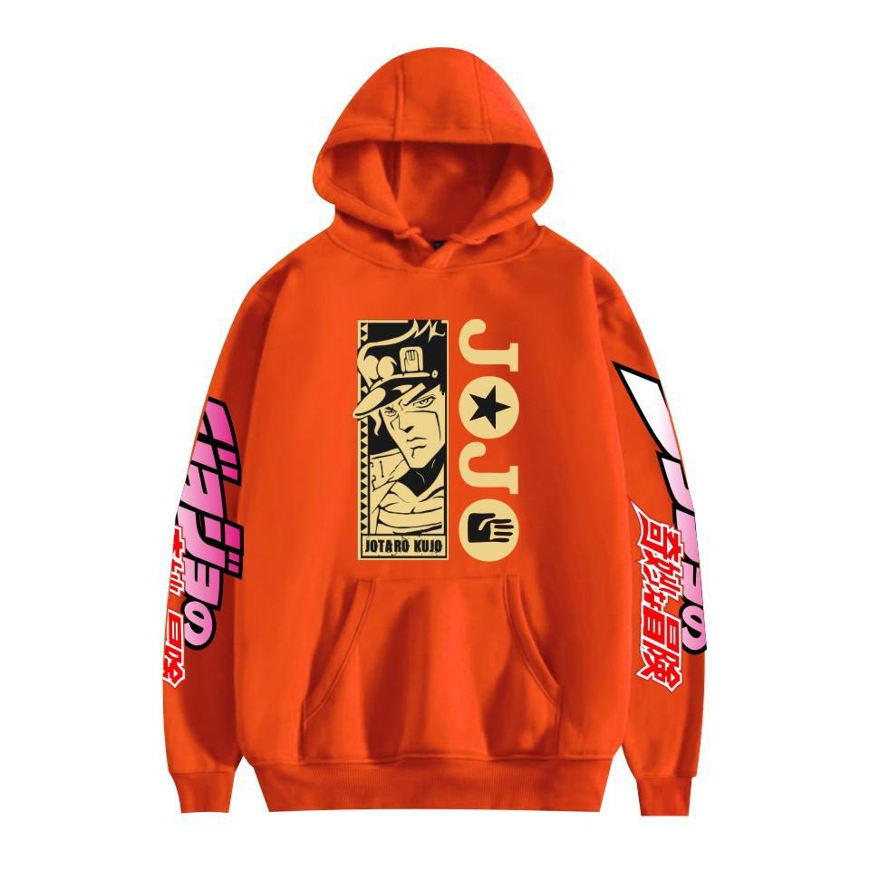Japanese Anime JOJO Bizarre Adventure Printed Hoodie with A Fluffy Lining Man Sweatshirts Long Sleeve Fashion Female Streetwear