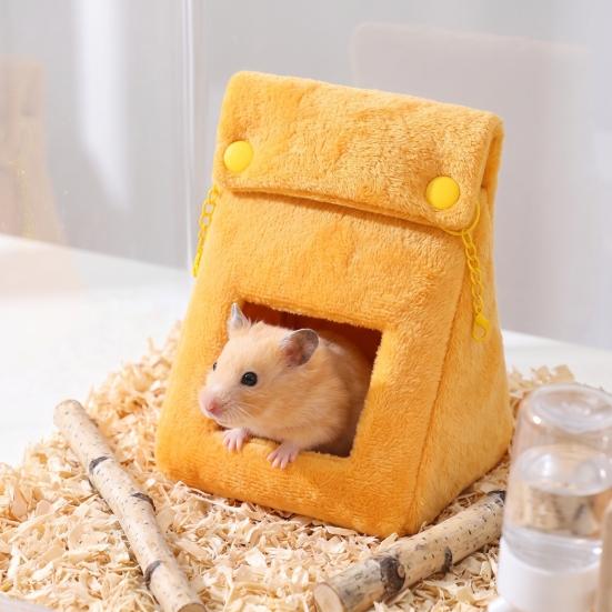 Comfy Sleeping Bag for Hamsters Bread Hamster Bed, Plush Warm Cave Cozy Hanging Creative Shape Pet House Hammock, Small Animal Cage Accessory