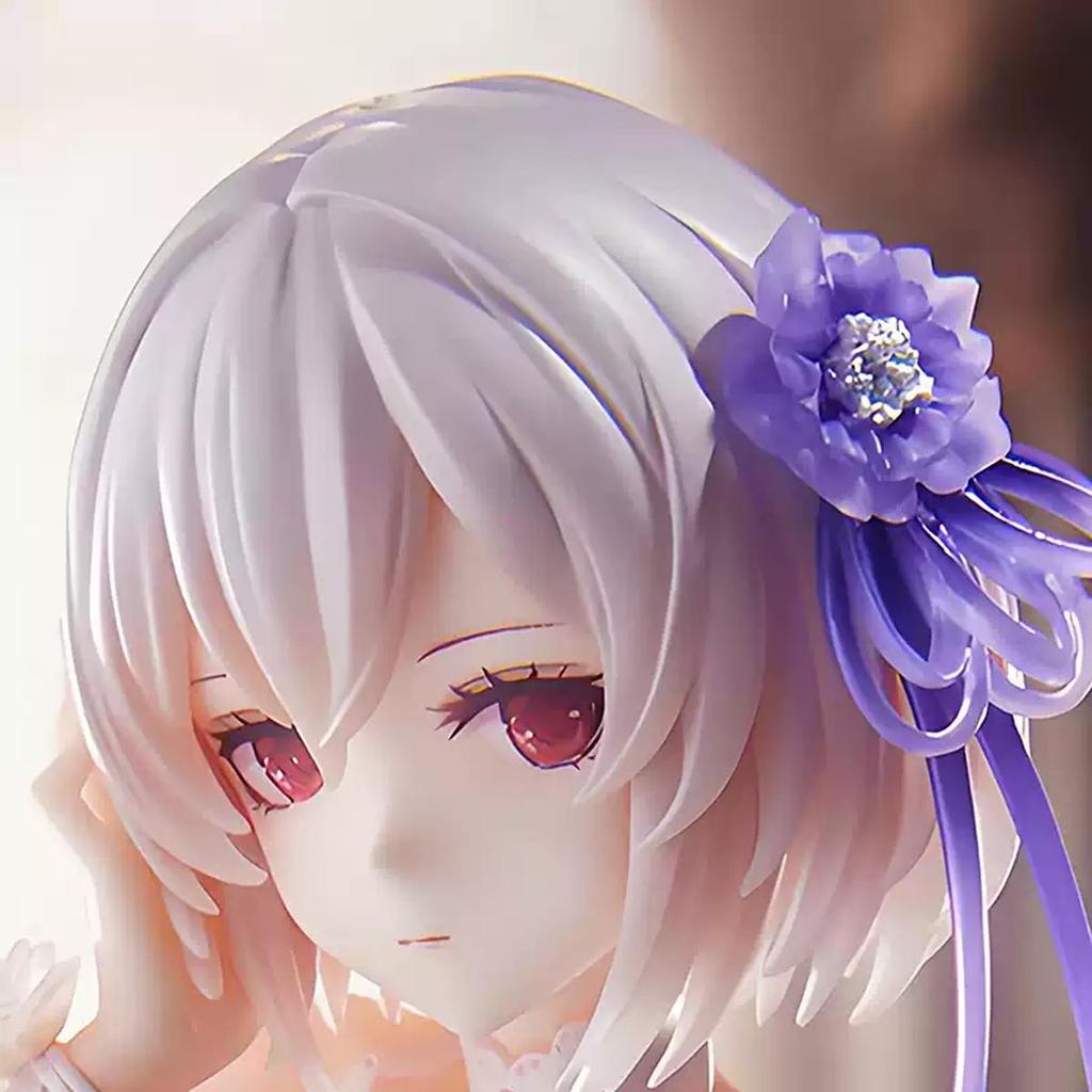 Sirius Pure White Rose Figurine, Anime/2D Game Girl in Sitting Dress, Ship Girl Model Ornament