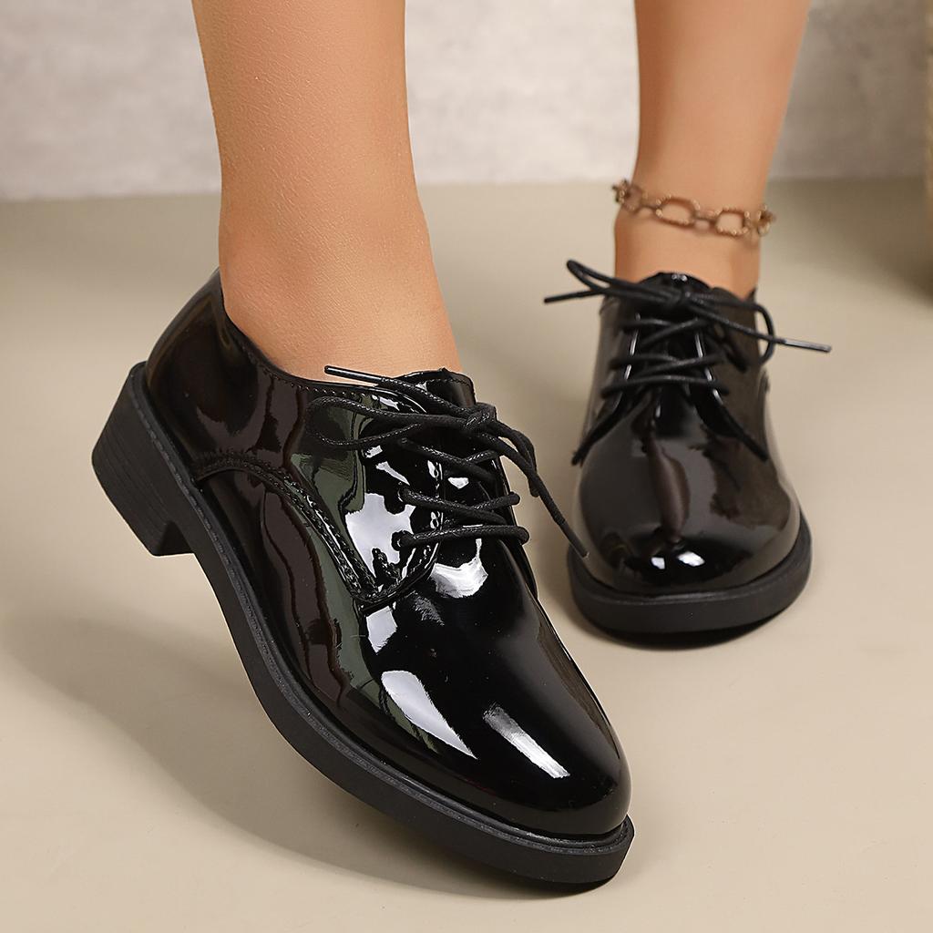 British style small leather shoes women's new lace-up foreign trade large size loafers spring retro single shoes