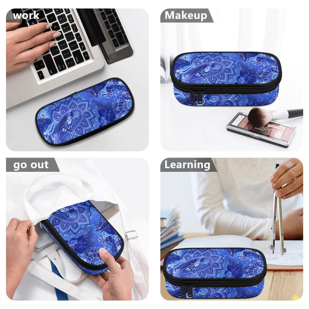 Pencil Bag Roomy Interior 300D Polyester Smooth Zipper with Mesh Pocket Removable Divider and Pen Slots for School and Study