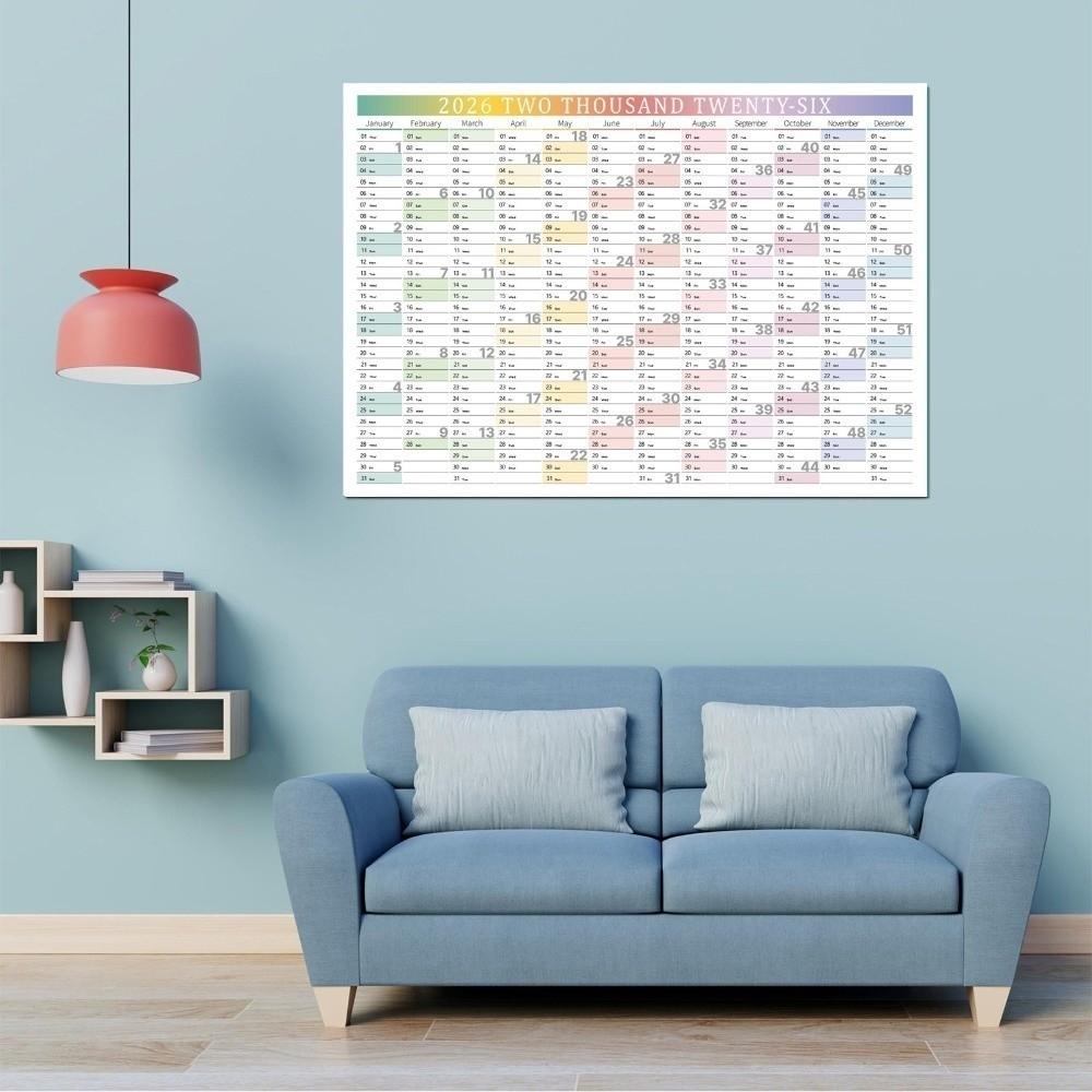 Calendario da Parete 12 Mesi 2026 Montaggio a Parete 30x20 pollici Pianificatore Annuale con Adesivi Etichetta Non Laminato Pianificatore da Parete Uso Ufficio