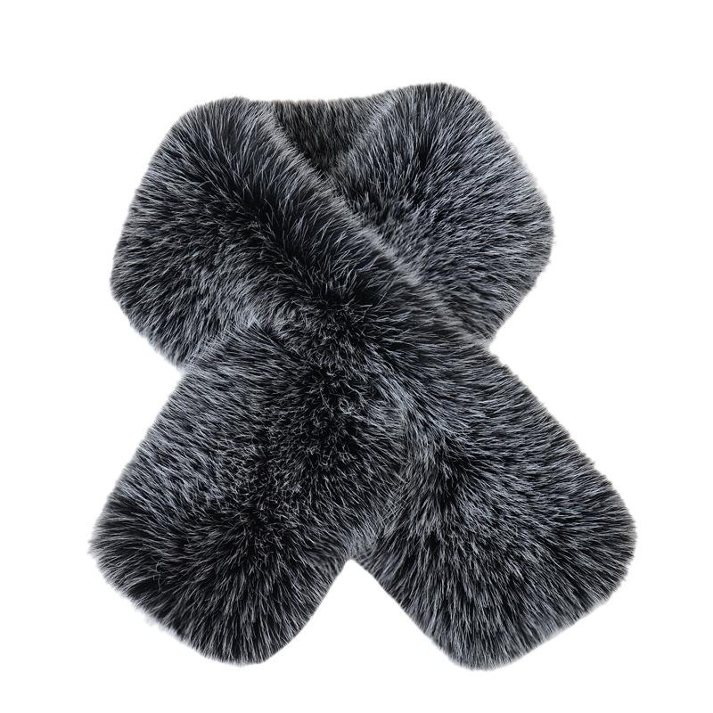 Ladies Imitation Fox Hair Scarf Double-sided Autumn and Winter Thickened Warm Imitation Fur Scarf Simple Temperament