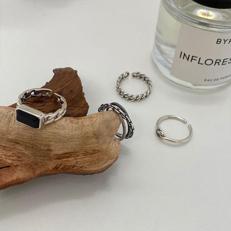 Unique S925 Silver Layered Hip Hop Ring For Women With Geometric Design And Versatile Style