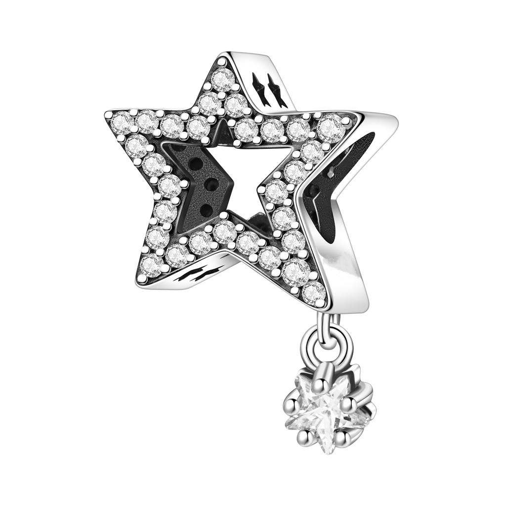 Winter Snowflake Copper Silver Plated Bracelet Pendants Colorful Zircon Necklace Charms Beads DIY Jewelry Accessories for Party