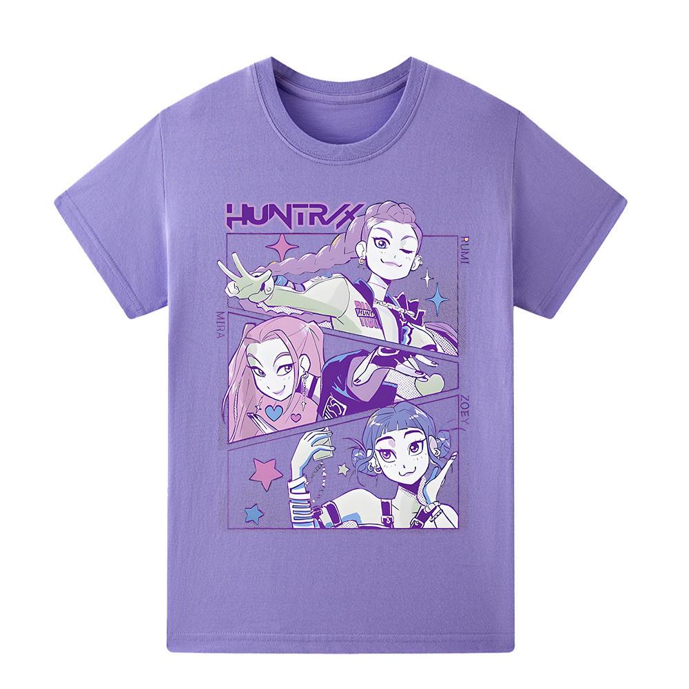 A1196 Kids Boys Girls Kpop Rumi Zoey Mira Print Short Sleeves T-shirt