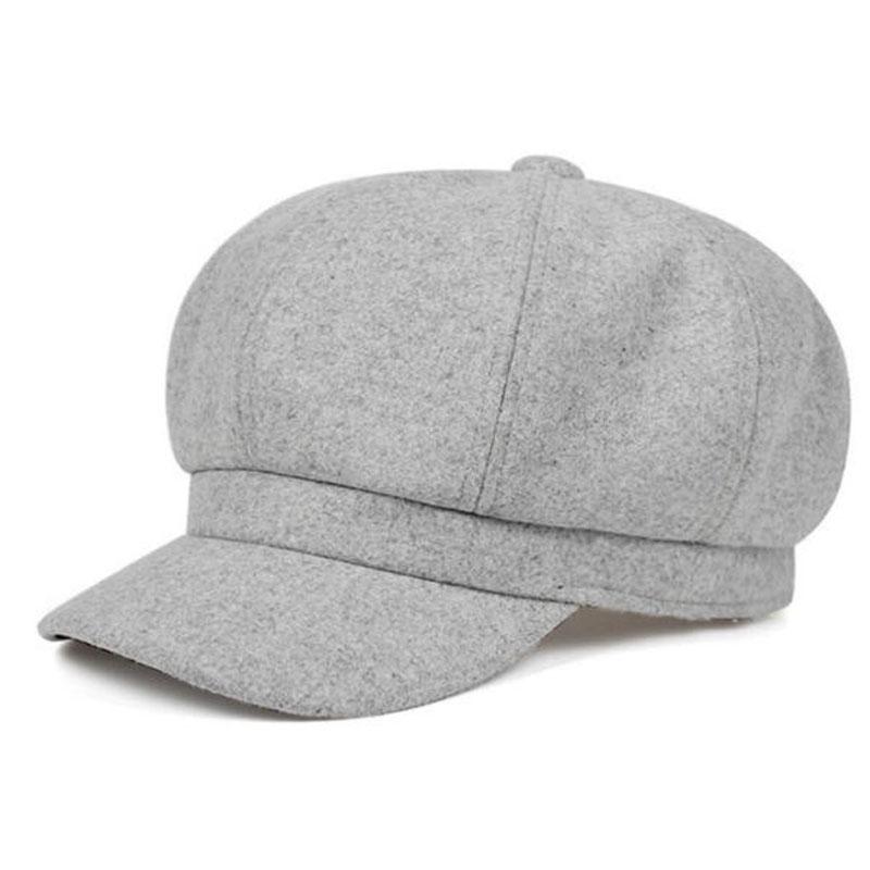 

Женская шерстяная кепка пекаря с козырьком, кепка газетчика, ретро берет бежевый