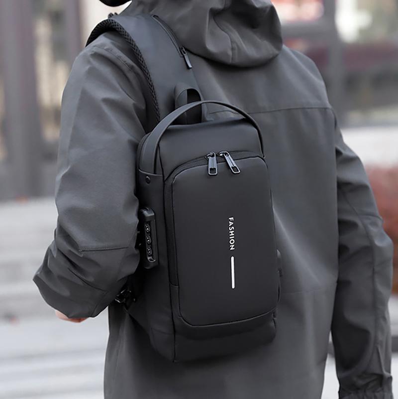 Men Fashion Travel Sport Sling Bag Male Multifunction Anti-Theft Usb Charging Password Lock For Riding Motorcycle Chest Packs