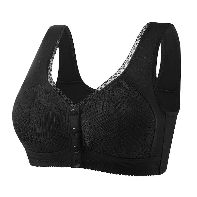 

Large Size Support Bra with Wide Shoulder Straps and Front Snap Closure XL чёрный