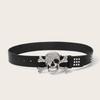 Rhinestone Skull Wide Waistband Adjustable Skeleton Belt Vintage Black Rivet Belt  Men