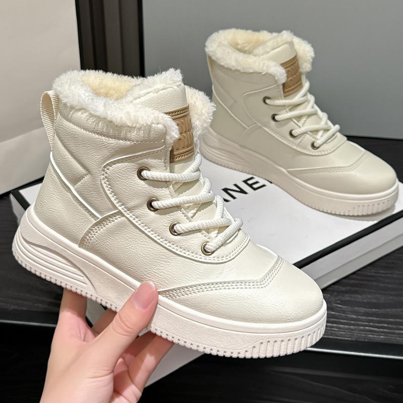 High-top cotton shoes winter new velvet thickened leather Martin boots warm snow boots