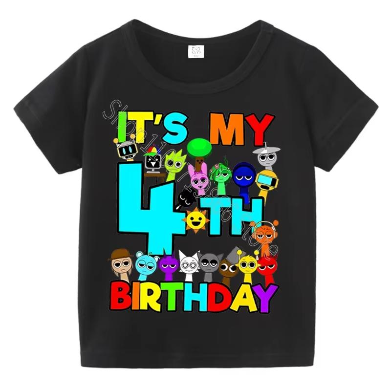 Kids Birthday Cute Cartoon Characters Graphic TShirt Soft Cotton Crew Neck Tee Casual Party Wear for Boys  Girlsdf0019 100