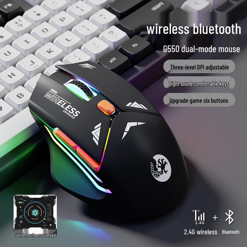 Mecha Mouse Wireless Silent Bluetooth Dual-Mode Mechanical Gaming Mouse Rechargeable for PC/Laptop.