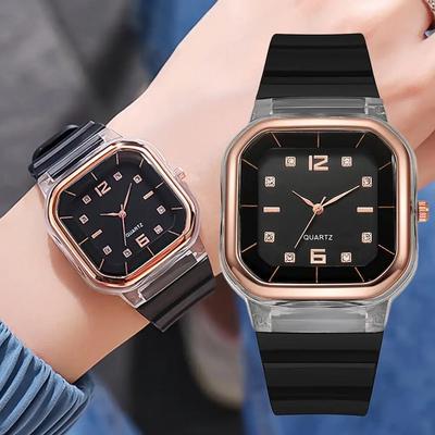 Orologi da donna in silicone color caramella, quadrante quadrato, orologi da polso sportivi, semplici orologi al quarzo