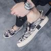 Designer Shoes Men New Breathable Fabric Slip-on Loafers Sneakers Casual Shoes Men Low Top Flower Print Canvas Men's Shoes