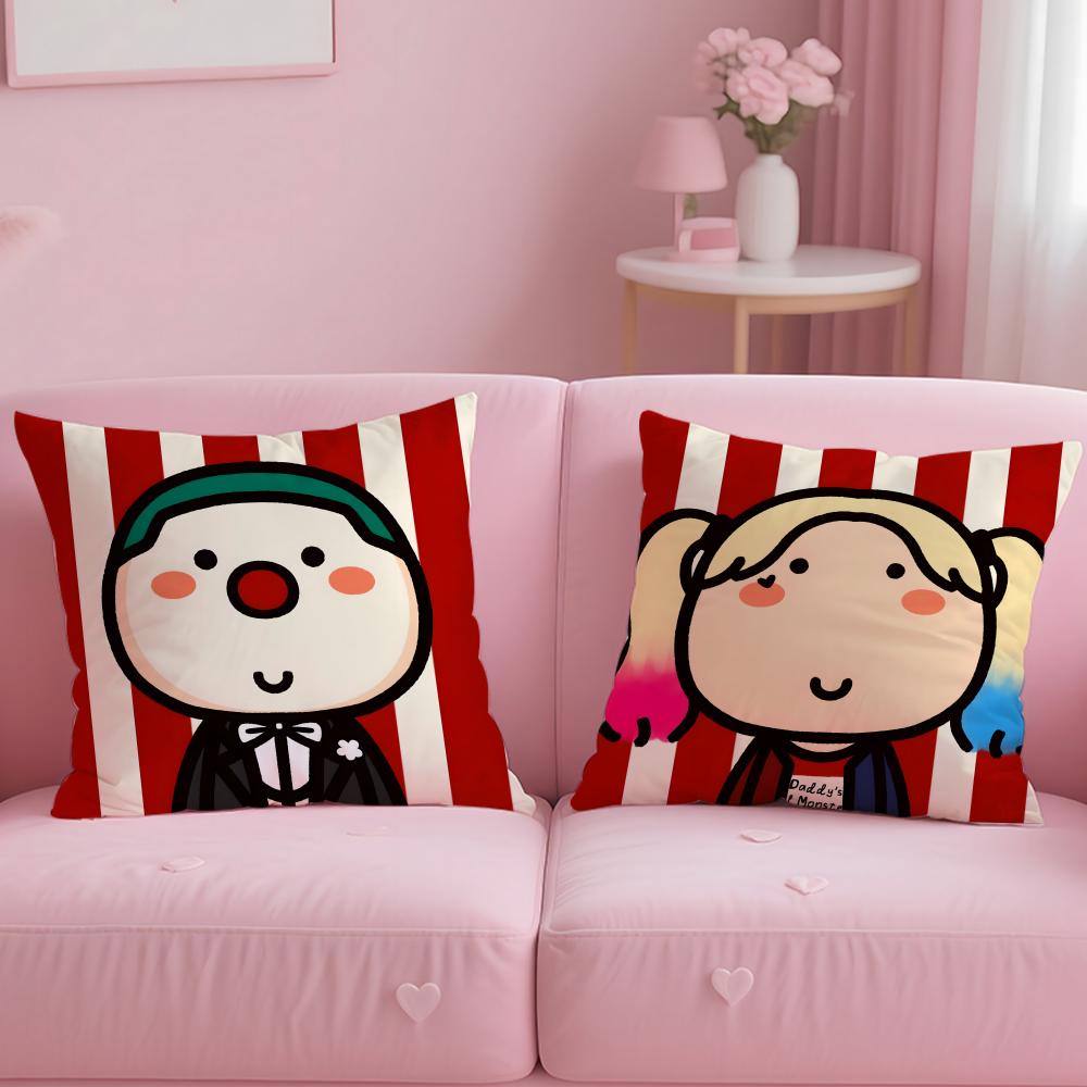 Cute Cartoon Couple Cushion Cover Soft Short Plush Double-Sided Printing Home Decor Machine Washable Pillow Case Gift