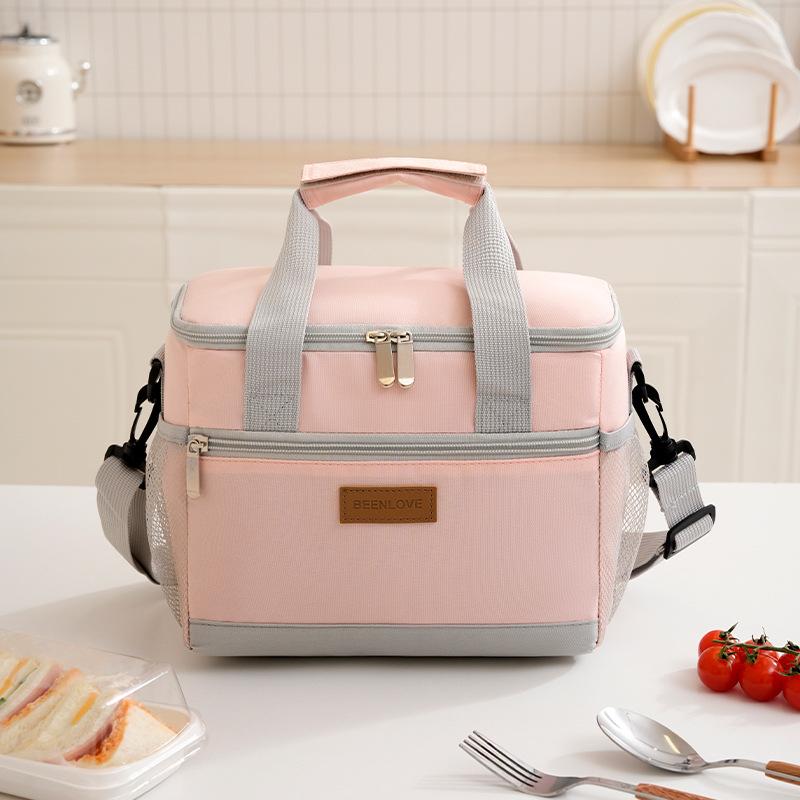 Borsa Termica Pranzo Doppio Scomparto Grande Capacità Portatile A Mano A Spalla Borsa Frigo per Lavoro Scuola Picnic