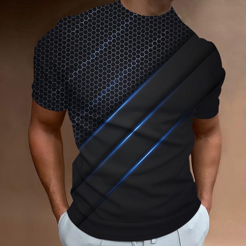 Modische T-Shirts für Herren mit 3D-Linien-Druck, Herrenbekleidung, Street-Designer, kurzärmelig, übergroße Top-T-Shirts, tägliche Freizeitsportbekleidung