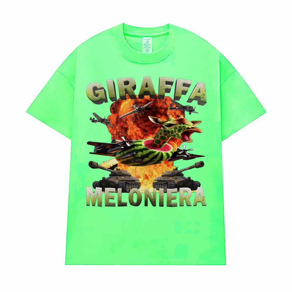 Giraffa Meloniera Funny Italian Brainrot Meme T-shirt Unisex Casual Pure Cotton Oversized T-shirts Men s Fashion Vintage T Shirt 4XL