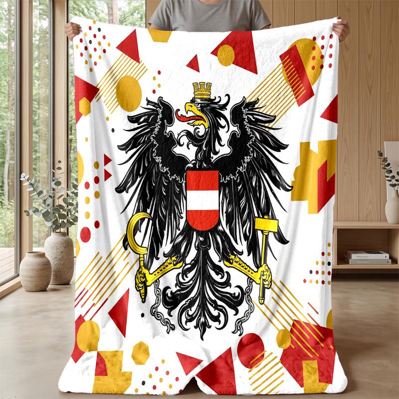 Austria Football Printed Flannel Blanket Skin Friendly Warm Decorative Throw for Indoor Couch Bed Daily Use