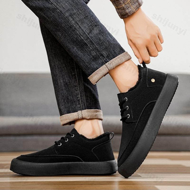 Moda 2025 Inverno Uomo Retro Caldo Casual Medio Alto Casual Scarpa di Cotone Tendenza Moda Versatile Morbido Confortevole Chunky Sneakers di Peluche
