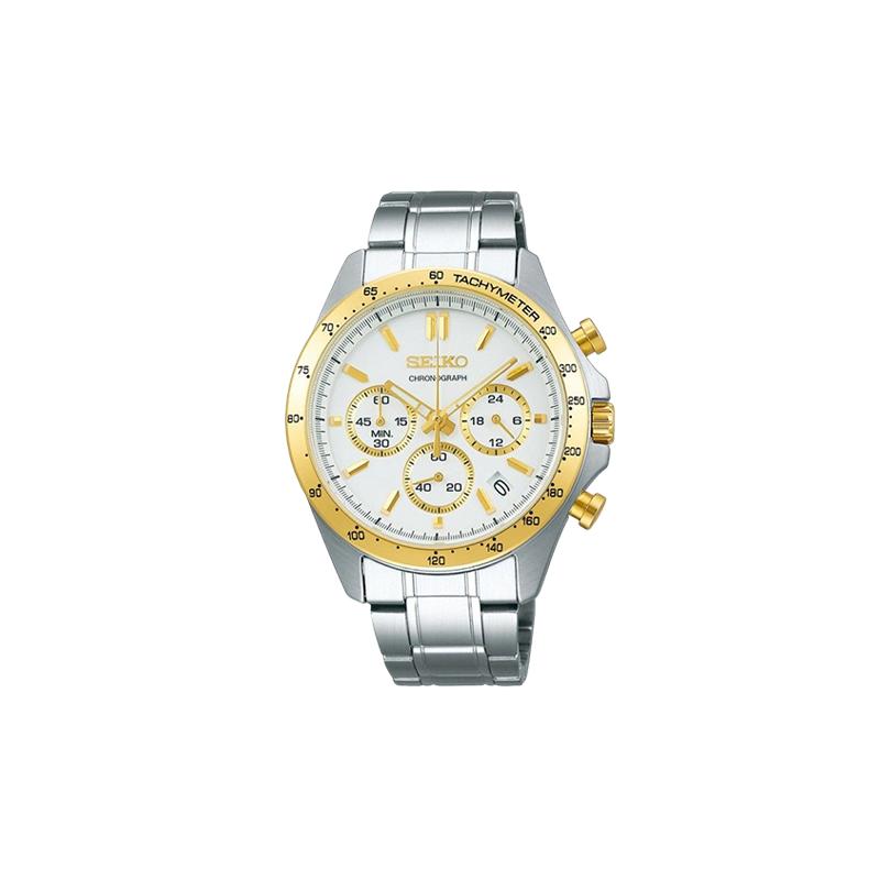 

SEIKO 100 meters waterproof depth Quartz Steel Strap men s watch white dial SBTR024 серебряный