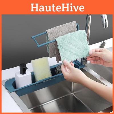 Expandable Telescopic Sink Rack Holder With Adjustable Storage For Kitchen Essentials